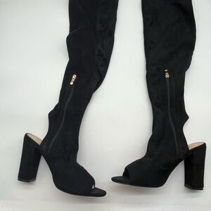 Chic Black SuedeOver the Knee Heeled Boots Women’s Sz 10